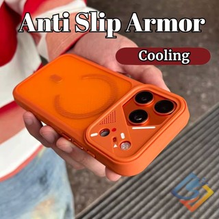 ใหม่เกราะน้ําแข็งแม่เหล็กเคลือบเคสโทรศัพท์สําหรับiPhone 17 Pro Max 12 13 14 15 16 Pro Max Plus Anti Slip Hardปลอกระบายความร้อนกระจายความร้อนกันกระแทกฝาครอบป้องกัน