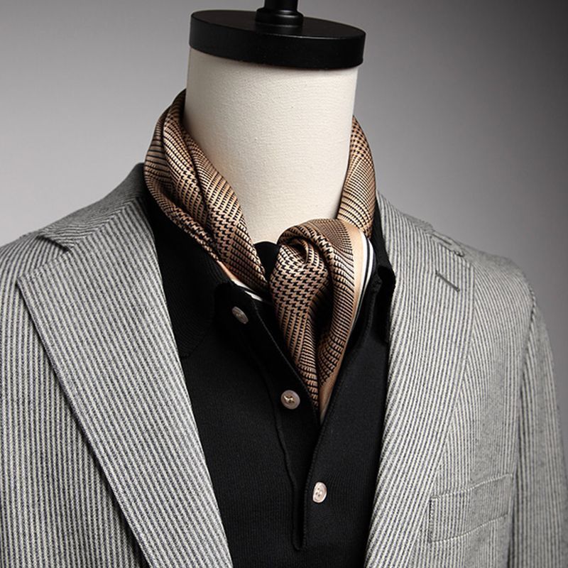 [J & N] ผ้าพันคอผู้ชาย Retro Men 70 ผ้าพันคอไหมบาง Bib เม็ดมะม่วงหิมพานต์ Classy ชุดผ้าพันคอผ้าพันคอ