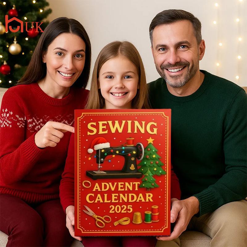 UK Sewing Advent Calendar 2025, กล่องเซอร์ไพรส์นับถอยหลังคริสต์มาส 24 วัน, 2D อะคริลิคงานรื่นเริงแขว
