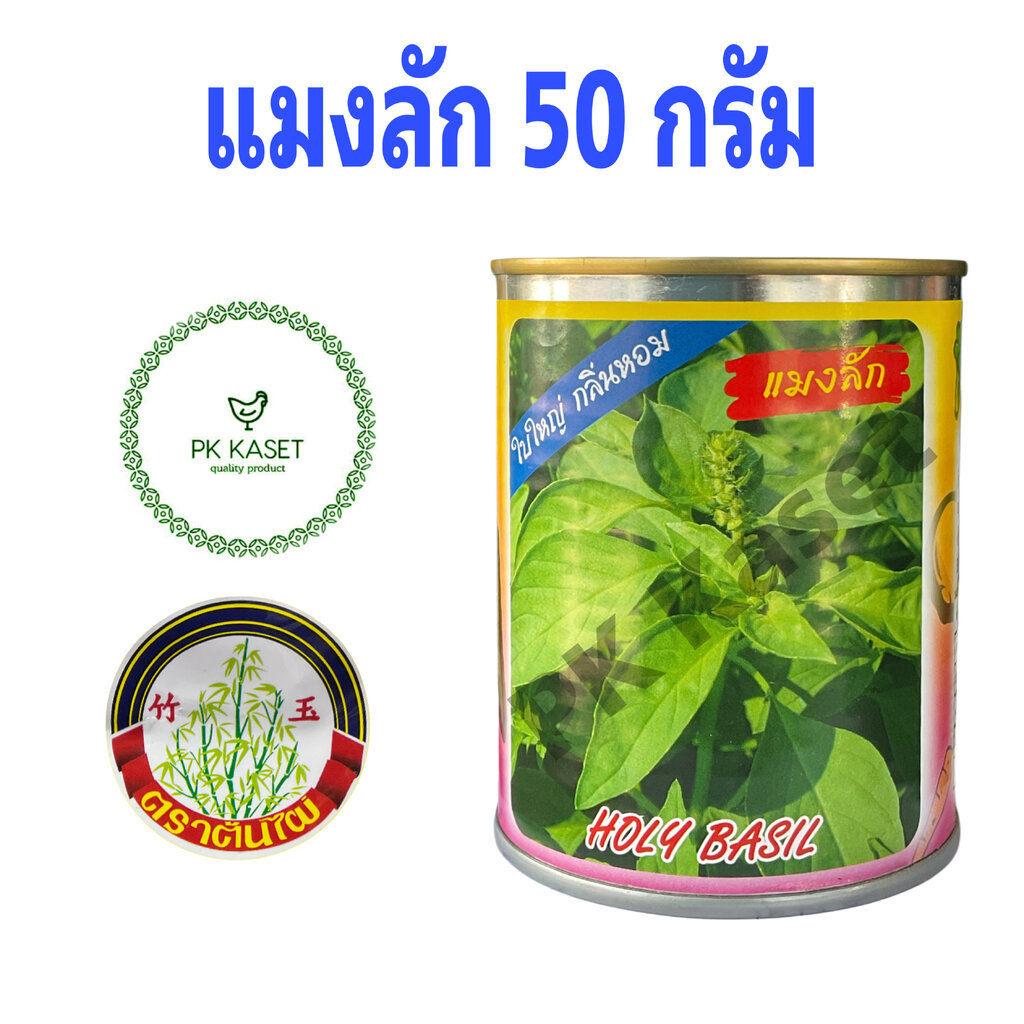 เมล็ดแมงลัก บรรจุกระป๋อง 50 g ตราต้นไผ่ ใบใหญ่ กลิ่นหอม งอกเร็ว โตไว