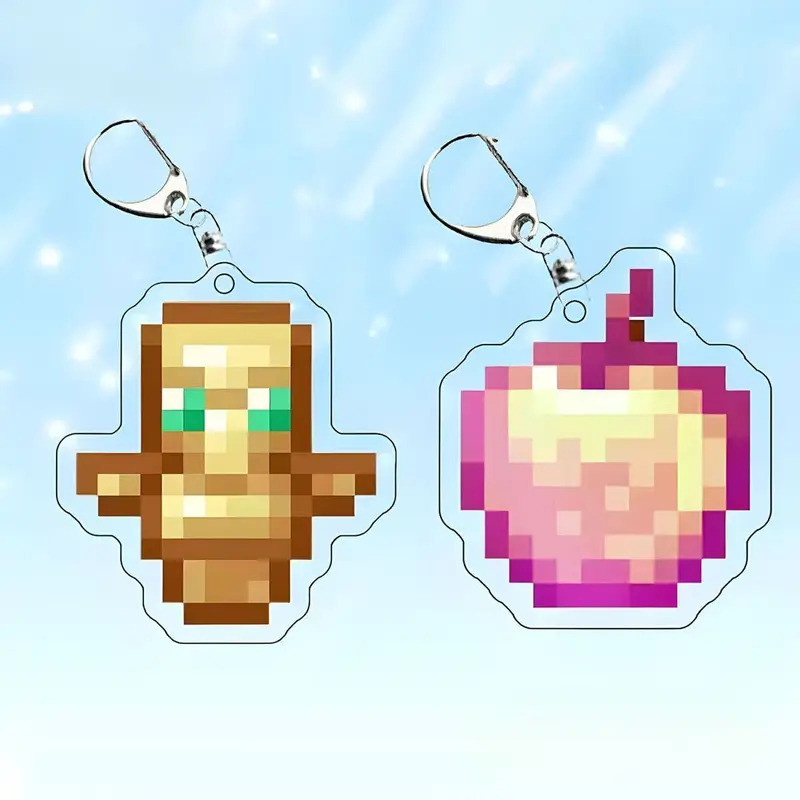 2-10 ชิ้น/เซ็ต Totem of Undying Diamond Eye of Enchanted Golden พวงกุญแจ Pickaxe ของเล่นรวบรวมพวงกุญ