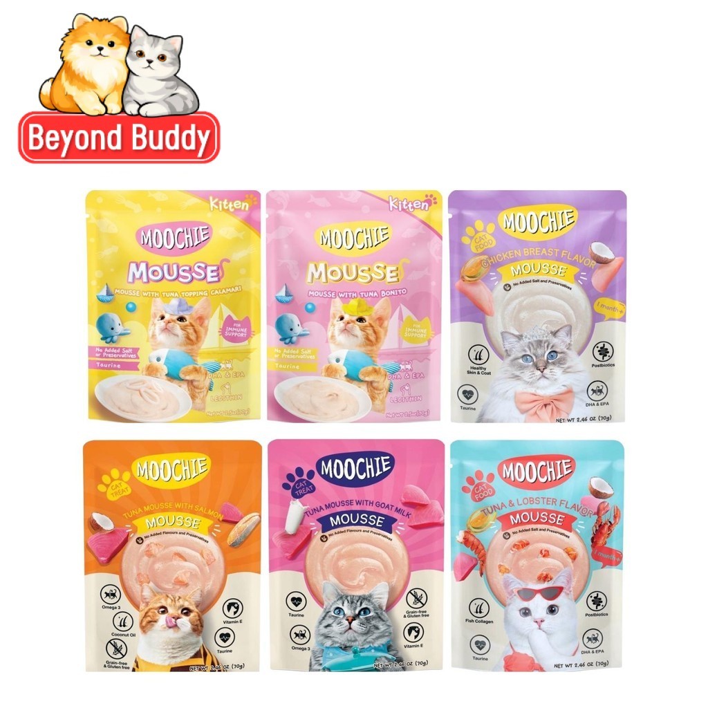 Moochie Cat Mousse อาหารเปียกแมวเนื้อมูส สร้างระบบภูมิคุ้มกัน จากวัตถุดิบคุณภาพ