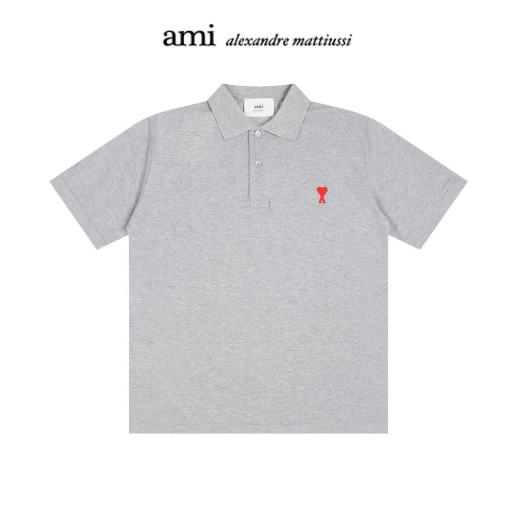 【ของแท้ 100 %】AMI Paris  เสื้อ Ami Paris De Coeur Cotton Polo Shirt