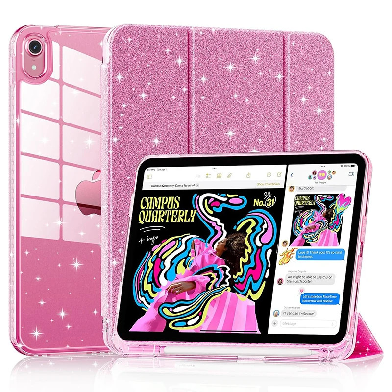 เคสสําหรับ iPad air 11 air 4 air 5 iPad (A16) 11th 2025 iPad 10 10.9 Glittering Sparkly Clear Back พร้อมที่ใส่ดินสอ
