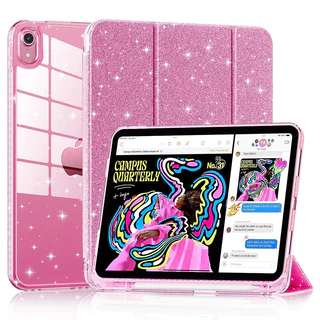 เคสสําหรับ iPad air 11 air 4 air 5 iPad (A16) 11th 2025 iPad 10 10.9 Glittering Sparkly Clear Back พร้อมที่ใส่ดินสอ