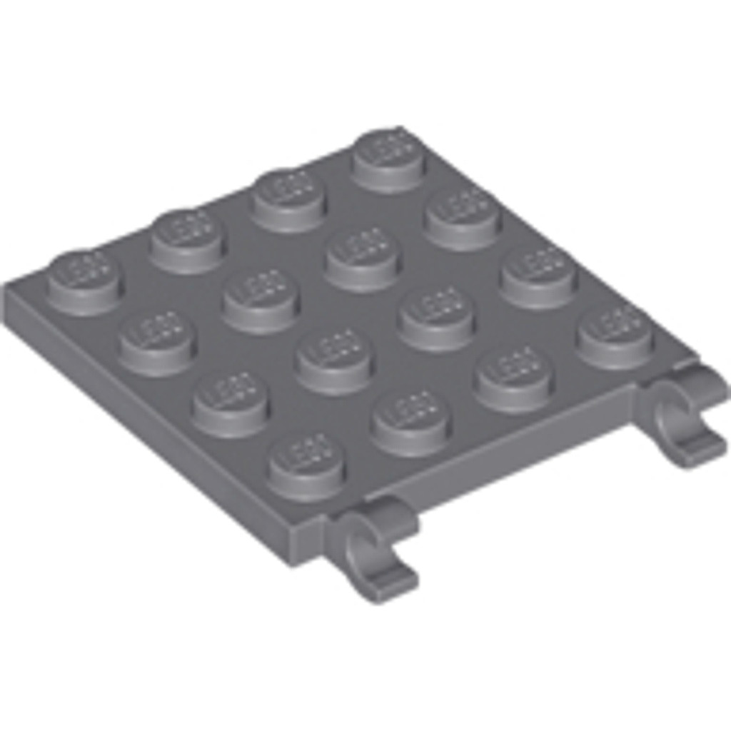 Brick2cube Part - Plate, Modified 4 x 4 with 2 Open O Clips (Horizontal Grip) - 11399