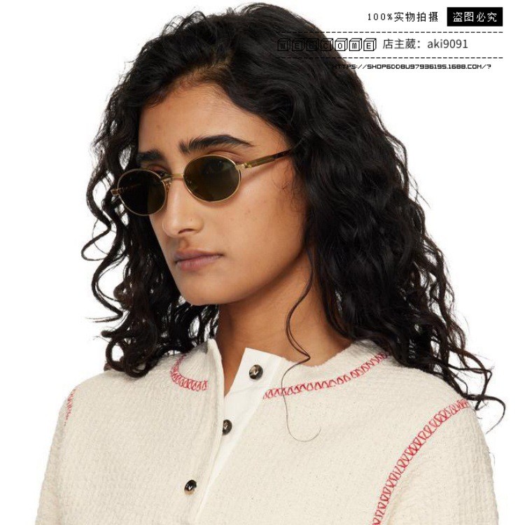 6W55 BBVV+ New fashionable sunglasses with a unique style for women, and retro metal oval-shaped sun