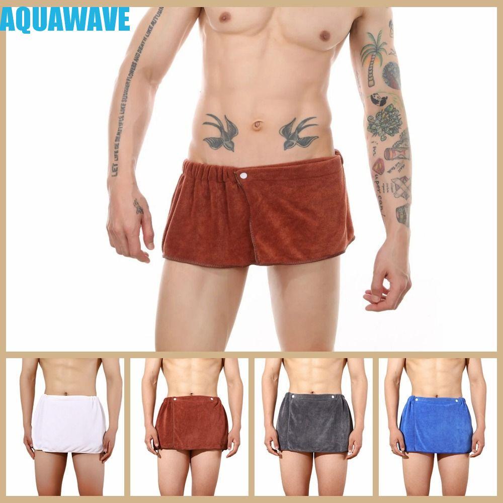 AQUAWAVE Men Wearable Bath Towel, Solid Color Long Shower Towel, Multi Size Short Wear Short Towel P