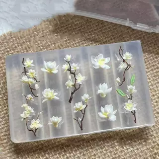 DSTH 3D Magnolia ดอกไม้เล็บแม่พิมพ์ DIY ซิลิโคนเล็บเครื่องมือกลีบดอกไม้ออกแบบเล็บแม่พิมพ์แกะสลักแม่แบบออกแบบ HOT