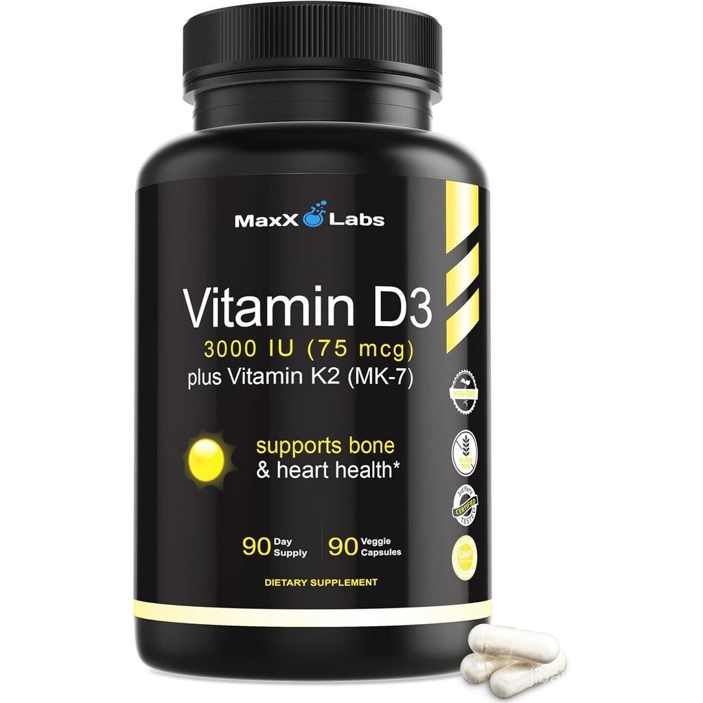 D3 K2 3000 IU พร้อม K เช่น MK7 จากพอร์ต Natto D Healthy Bs Tooth Heart & Immune Function Gluten 90 แ
