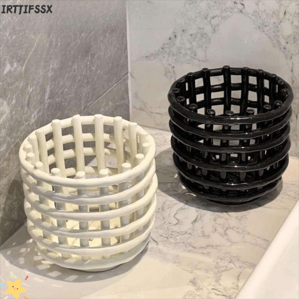 IRTJIFSSX ที่ใส่ปากกาและแปรง, ที่ใส่แปรงสีฟันแบบทอแบบดูได้, พร้อมรูระบายน้ํา กล่องเก็บของในห้องน้ํา