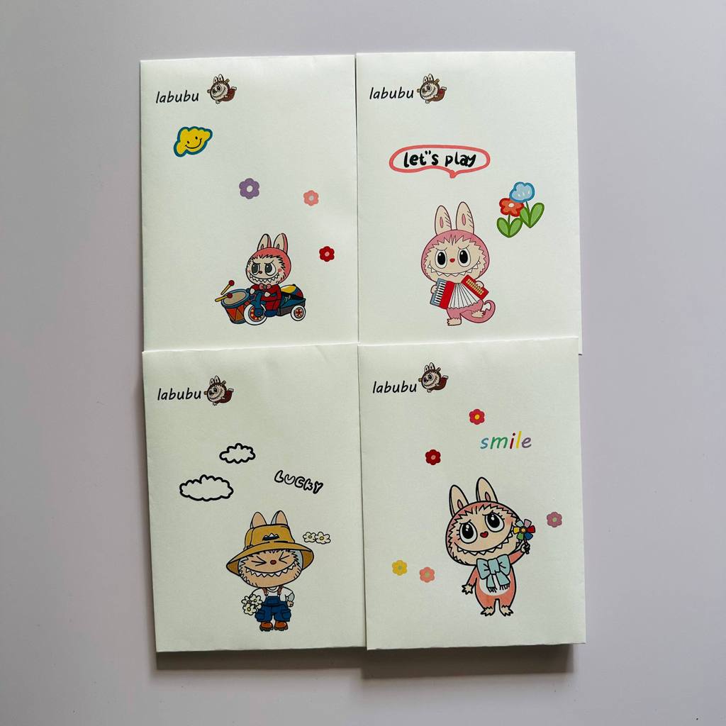 Labubu น่ารักการ์ตูนซองจดหมายกระดาษของขวัญ Creative Letter กระดาษ Blessing วันเกิดการ์ดอวยพรสารภาพ L