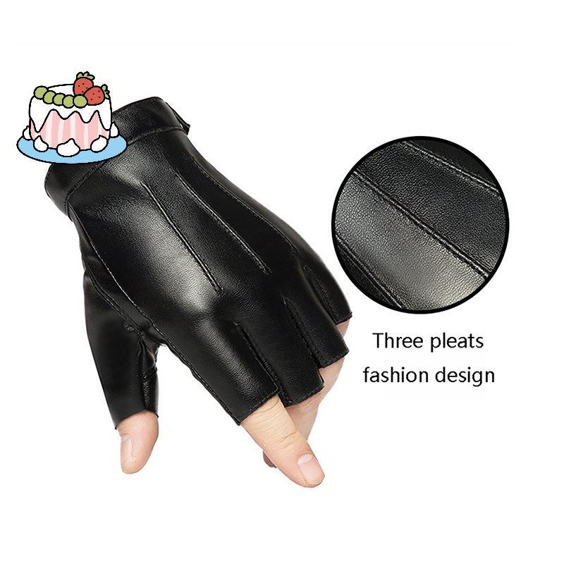 [Sep-t] Fingerless Men Gloves PU Leather Motor Punk Gloves Male Mittens Bla Half Finger Outdoor Mens