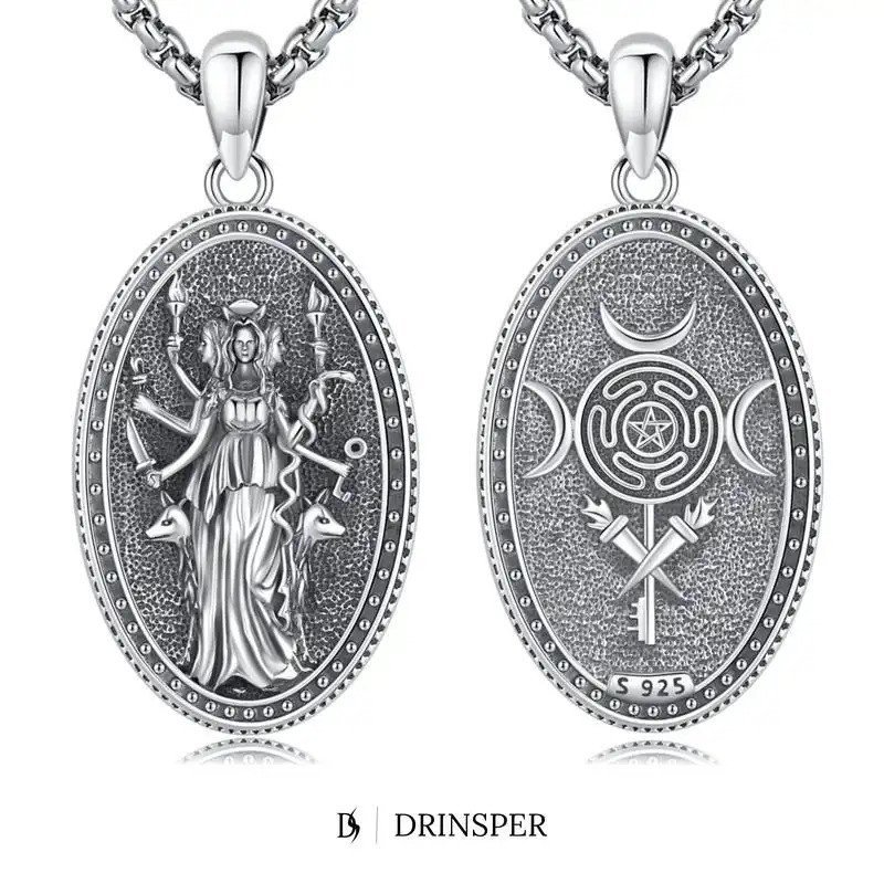 สร้อยคอลูกปัด Hecate สเตอร์ลิงเงิน 925 อัญมณีจากตำนานกรีก เทพธิดามAGIC Hekate แห่งคาถาและดวงจันทร์