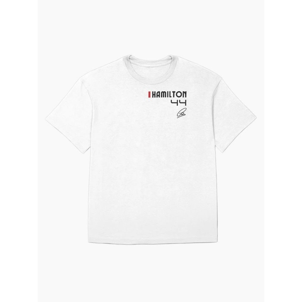เสื้อยืดลายทีม Ferrari พิมพ์แบบรถขบวน อันดับ 44 ของนักขับ F1 Lewis Hamilton ทำจากผ้าฝ้ายแท้