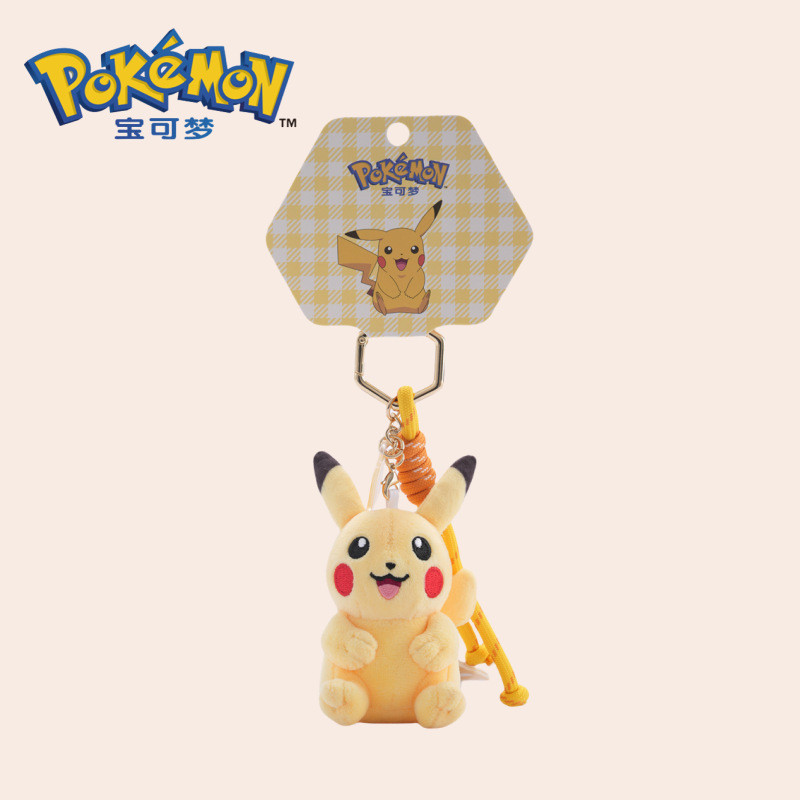 ของแท้Pokémonจี้Pikachuตุ๊กตาพวงกุญแจน่ารักกระเป๋าเป้สะพายหลังจี้ตุ๊กตาอุปกรณ์เสริมขายส่ง