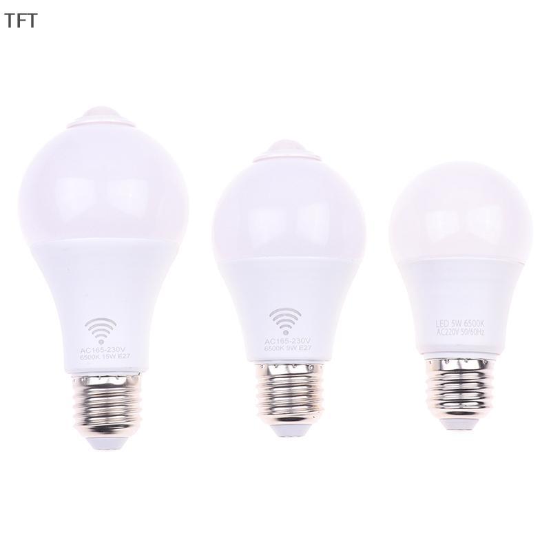 โคมไฟเซนเซอร์จับการเคลื่อนไหว Pir E27 5W 9W 15W หลอดไฟ LED พร้อมเซ็นเซอร์ตรวจจับความเคลื่อนไหวไฟกลางคืนใหม่