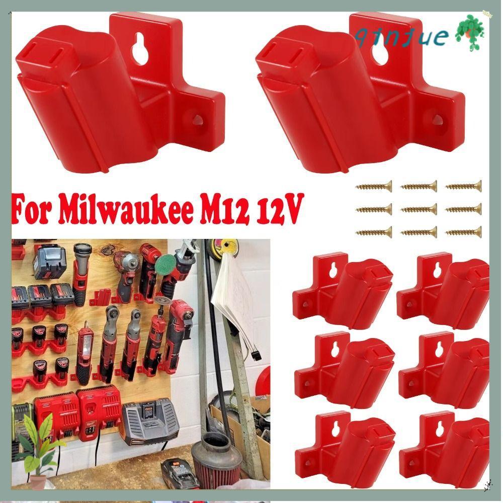 QINJUE Power Tool Battery Holder, Tool Storage Rack ABS Battery Mount Holder, Durable Wall Mount Too