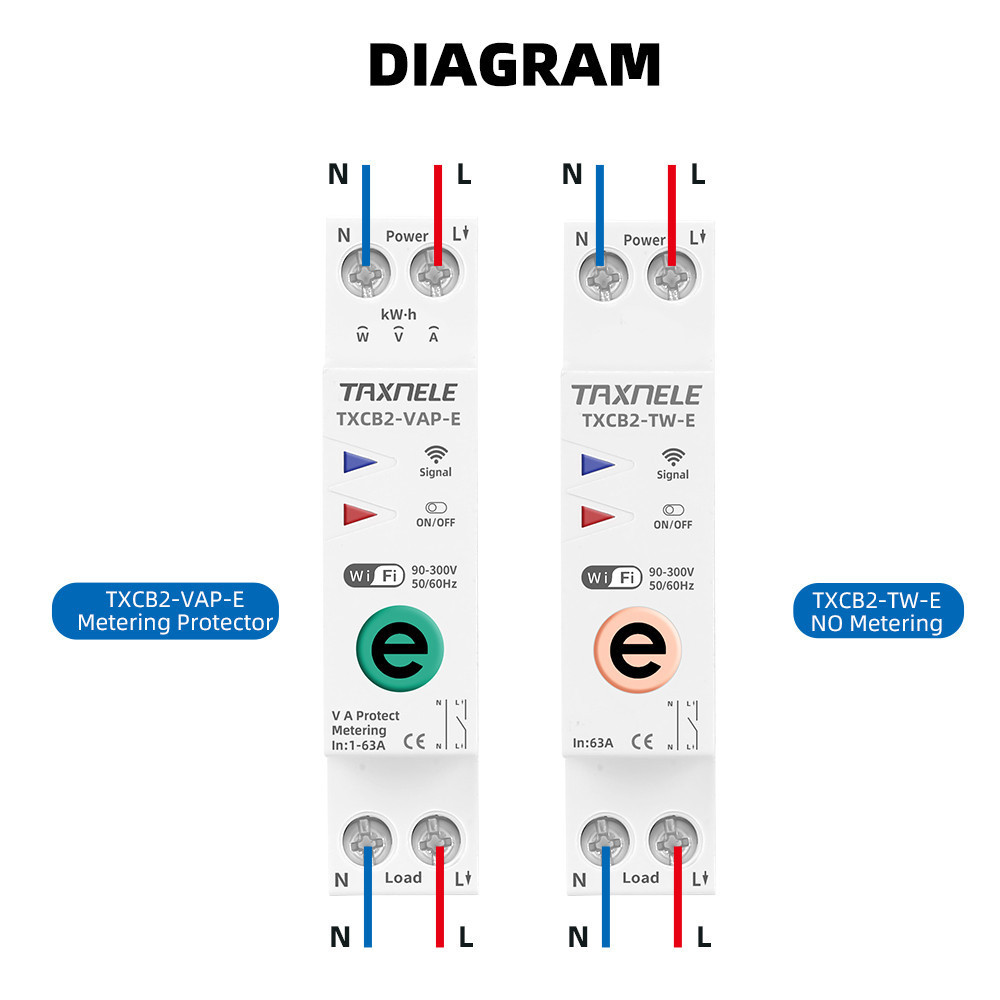 Taxnele Ewelink 1P+N 63A 110V 220V WIFI สมาร์ทสวิตช์ Energy Meter Circuit Breaker รีเลย์แรงดันไฟฟ้า Current Protection - รูปที่ 4