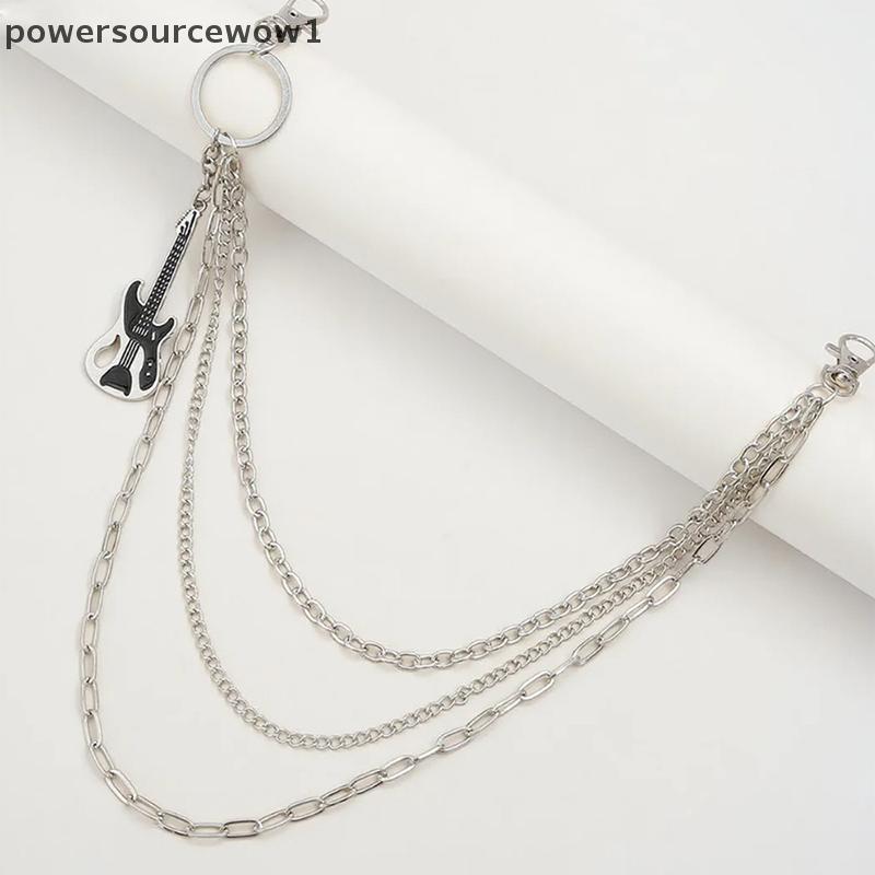 WOW Multilayer โลหะกีตาร์จี้กางเกง Hip Hop เอวพวงกุญแจกางเกงยีนส์ผู้หญิงอินเทรนด์เครื่องประดับอุปกรณ