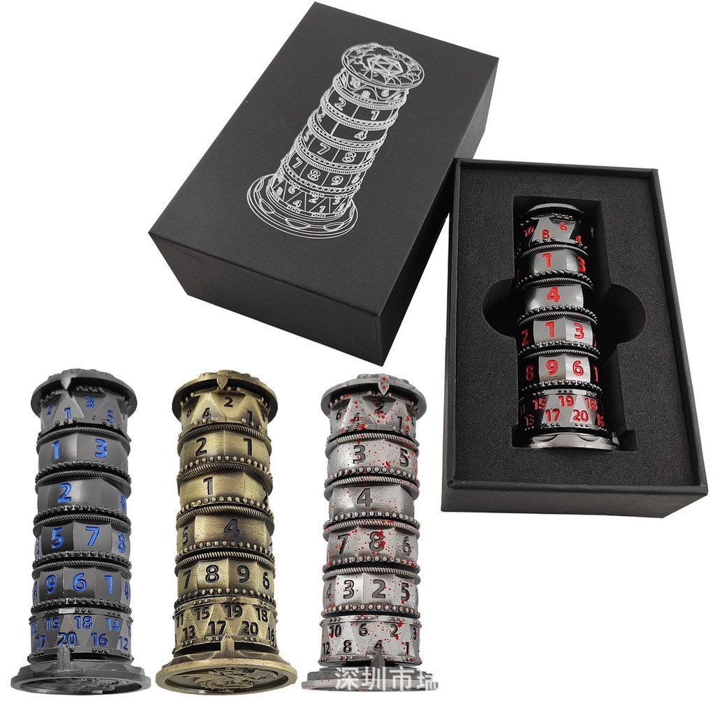 DND หมุน Dungeon และ Dragon 7 ใน 1 เกมกระดานวิ่ง Group Dice Tower RPG ปลายนิ้ว COC บทบาทเล่นโลหะ HQ5