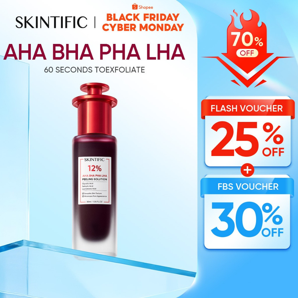[ขายดี] SKINTIFIC AHA BHA PHA LHA Peeling Solution Serum 30ml - สําหรับไวท์เทนนิ่ง ไบรท์เทนนิ่ง จุดด
