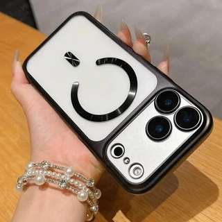 เคสโทรศัพท์หรูหราสีใสด้าน ชุบไฟฟ้าโปร่งใส พร้อมรองรับการชาร์จไร้สายแบบแม่เหล็ก ใช้งานได้กับ iPhone 11 12 13 14 15 16 17 Pro Max Air Plus เคส TPU นุ่มใส กันกระแทก ชุบเคลือบ ป้องกันการตก หลังกระจกกันชน เคสฝาหลัง ดีไซน์สวยงาม