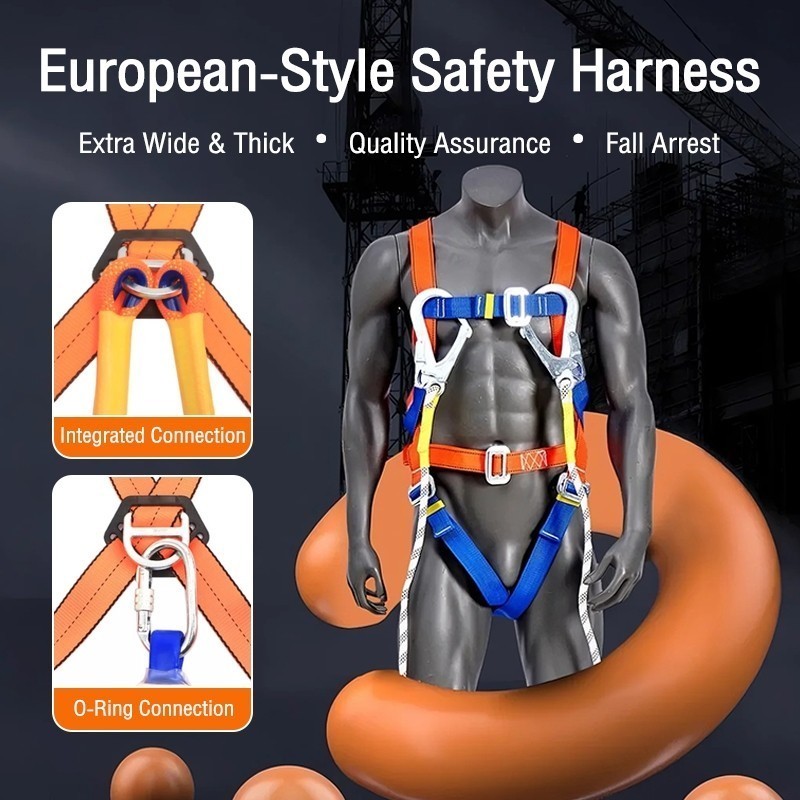 Tali Keselamatan double hook High Altitude Work Safety Harness Full Body Safety Harness Five-point S