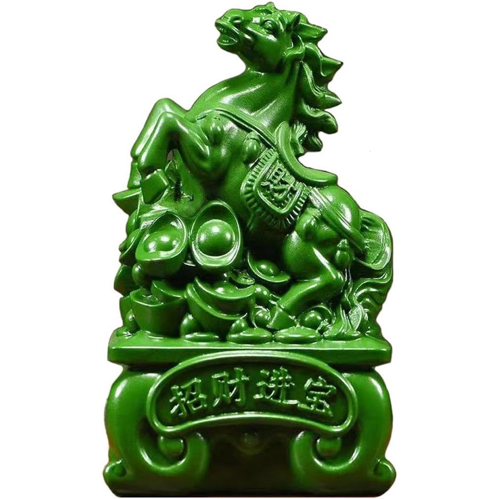 รูปปั้นม้าฮวงจุ้ยไม้ขนาดเล็กหุ่นปีใหม่ของม้าของขวัญเครื่องประดับโต๊ะราศีสัตว์ประติมากรรมเพื่อความมั่งคั่งโชคความสําเร็จโฮมออฟฟิศตกแต่ง (สีเขียว,3.1 นิ้ว)