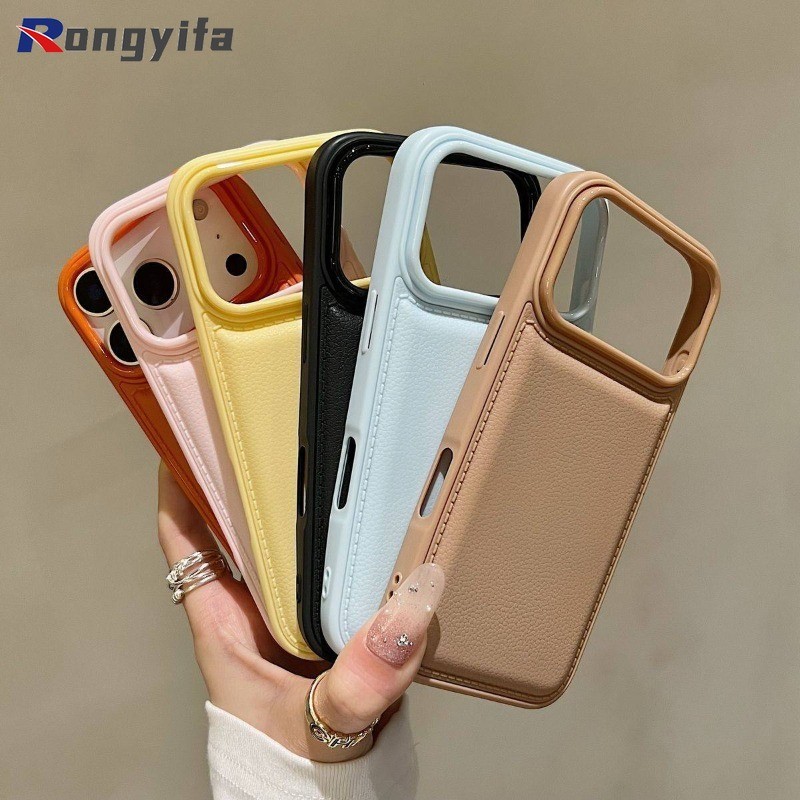 Bulging PU หนังสําหรับ Vivo X300 X200 FE X200S S50 S30 Pro Mini X100 X100S X90 X90S V30 V29 V27 Pro น่ารักสีลูกกวาดปลอกเรียบง่ายยกกันกระแทกนุ่มปกหลัง
