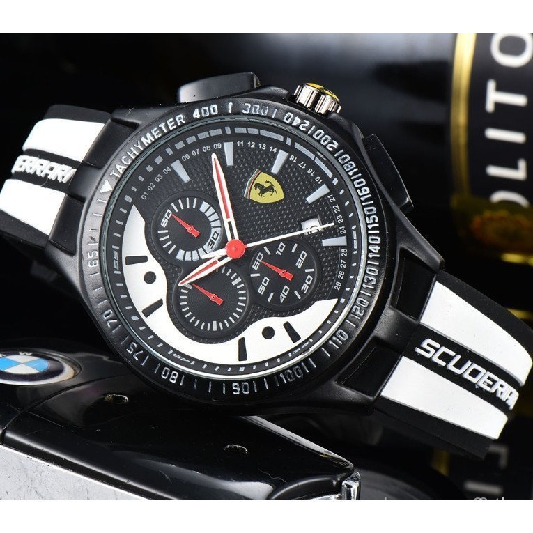 2022 ธุรกิจผู้ชายใหม่ De Ojos นาฬิกา Ferrari Test Chrono มัลติฟังก์ชั่ซิลิโคนสายสามกันน้ํา A3DF