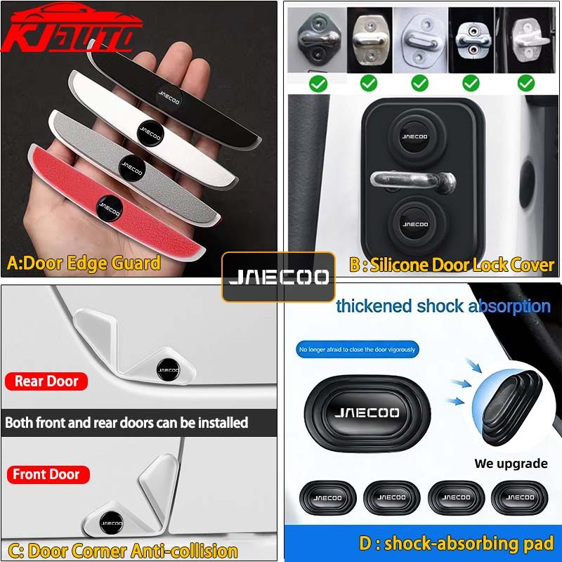 Jaecoo รถประตู Anti-collision Strip ประตูรถมุมกันชนซิลิโคนประตูล็อคป้องกันฝาครอบโช้คอัพ Pad สําหรับ Jaecoo 7 Jaecoo 05 J5 EV J6 J7 J8 PHEV อุปกรณ์เสริม