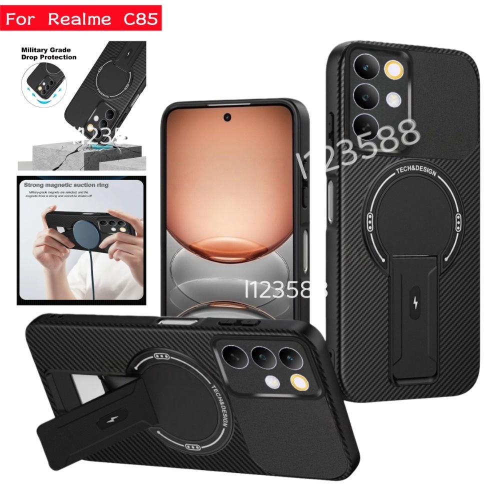 สําหรับ RealmeC85 5G 4G คาร์บอนไฟเบอร์ผู้ถือแม่เหล็กสําหรับ Realme C85 Pro C 85 C85Pro 4G 5G 2025 ปกหลัง