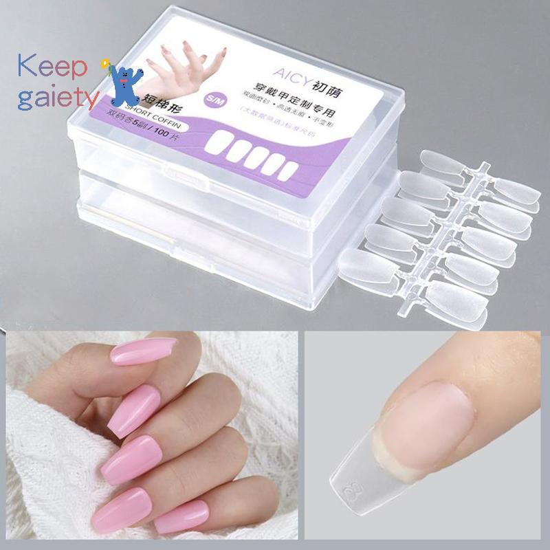 [Keepgaiety-t] 100 ชิ้น/กล่อง Matte เล็บปลอมขัดกดบนเล็บปลอมการออกแบบสั้นขนาดกลาง High Matt Soft Gel เล็บเคล็ดลับสําหรับส่วนขยาย [ใหม่] - รูปที่ 6