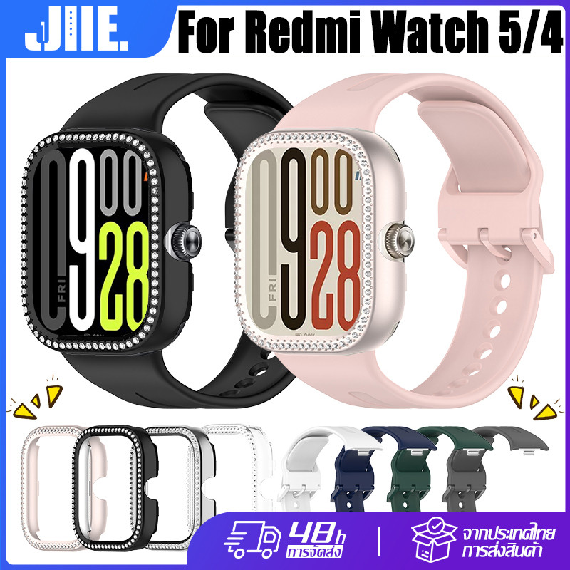 【สาย+เคส】สำหรับ Redmi Watch 5/4 สายซิลิโคน+เปลือกหุ้มด้วยเพชร🔥Xiaomi Redmi Watch 5/4 TPU สายนาฬิกา+PC ที่อยู่อาศัย
