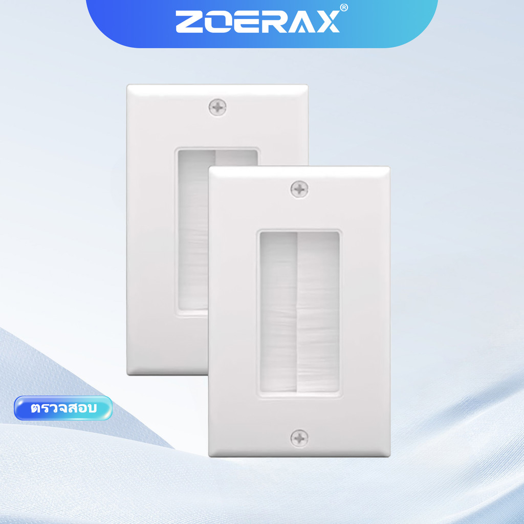 ZoeRax 1PCS แปรงผนังแผ่นสายเคเบิลผ่าน, Single Gang Decorator Wall Cover สําหรับสายแรงดันต่ํา, In-Wall การจัดการสายเคเบิล