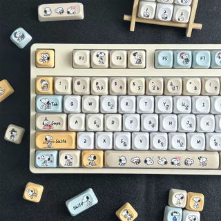 MAIMOOO Snoopy Keycap MOA Profile 130 คีย์ PBT Dye Sublimation Aula F75 F99 RK100 Mechanical Keycaps รอบการ์ตูน น่ารักถั่ว Keycap