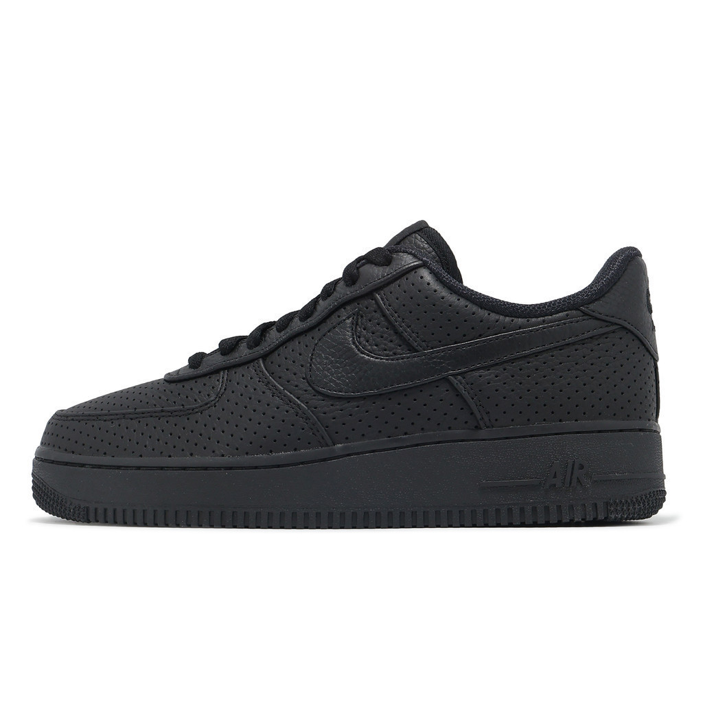 รองเท้าลําลอง Air Force 1 SP Mens Black Perforated Leather AF1 Sports Shoes