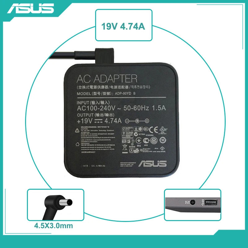4.5x3.0 มม.Adp-90yd B Ac อะแดปเตอร์แล็ปท็อปสําหรับ Asus Q524u Q524uq Q534 Q534u Q534ux Q534uxk P2540