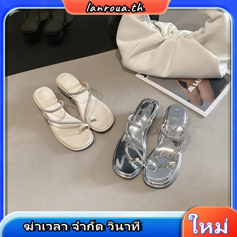 Kaleofficial รองเท้าแตะสายเพชร KL10 BILLIE สีเงิน