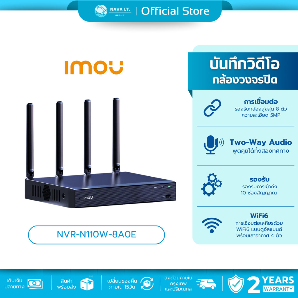 (มีส่งด่วน) IMOU NVR-N110W-8A0E Wi – Fi NVR Easy to Connect  เข้าถึงได้ 10 ช่องสัญญาณ มีไมค์และลำโพง – โปรปัง