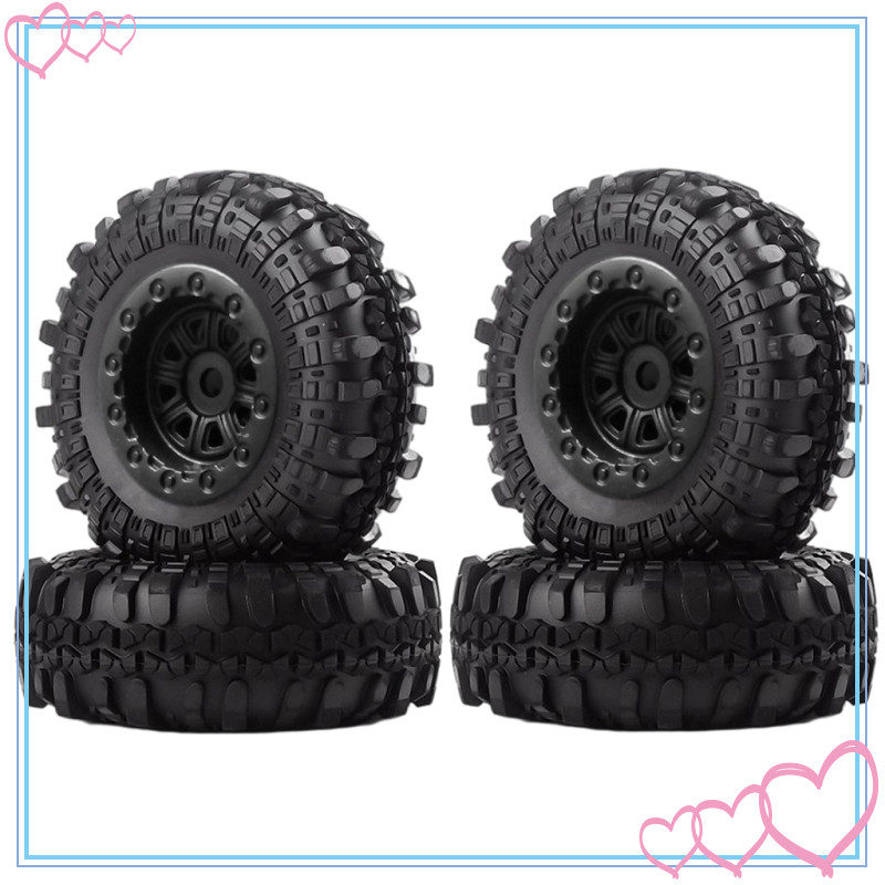 [meteor2] RC ยาง 4 ชิ้นล้อ Tyres ยาง /24 Scale RC Crawler Off- สําหรับ Axial SCX24 1/24 Scale RC รถ