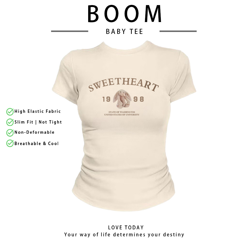 COD（จัดส่งภายใน 24 ชั่วโมง）เสื้อสาวอวบ เสื้อครอปท็อป แขนสั้น babytee สไตล์เกาหลี y2k T-shirt | sweet heart