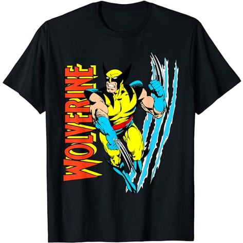 จัดส่ง 24 ชั่วโมง เสื้อยืด พิมพ์ลาย Marvel X-Men Wolverine สีดํา สไตล์เรโทร สําหรับผู้ชาย