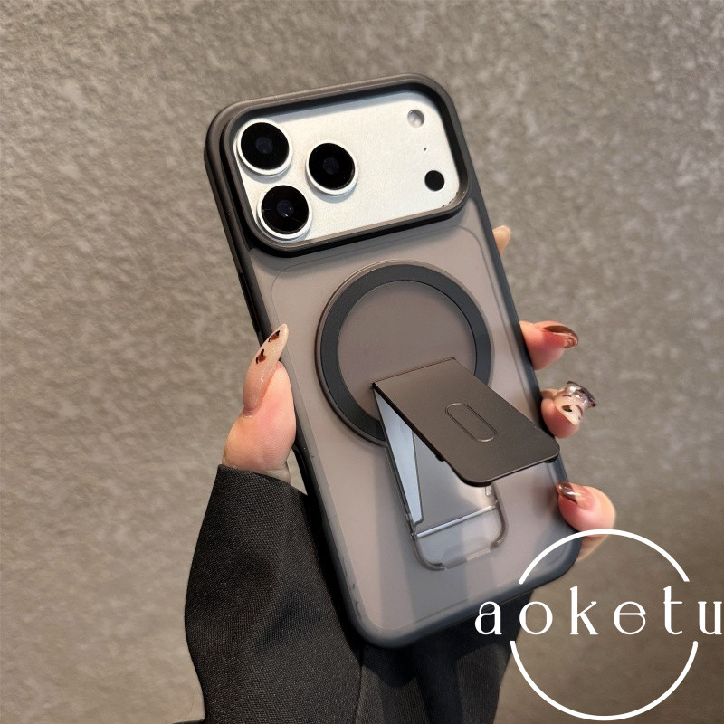 หนึ่งคําวงเล็บพับแม่เหล็กสีดําเคสโทรศัพท์เหมาะสําหรับ ไอโฟน 11 12 13 14 15 16 17 มือโปร สูงสุด รวมทุกอย่างผิวรู้สึกฝ้ากึ่งโปร่งใสป้องกันการตกปก