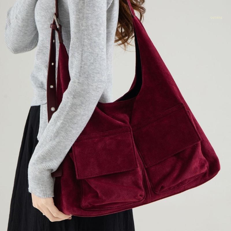 QQ* Fashion Slouchy Suedes Bag Roomy Everyday Purse Retro Style Crossbody Bag
