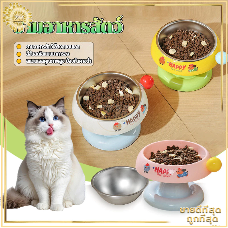 ชามอาหารสัตว์เลี้ยง ทรงเฉียง กันมด แมวและสุนัข thumbnail 4