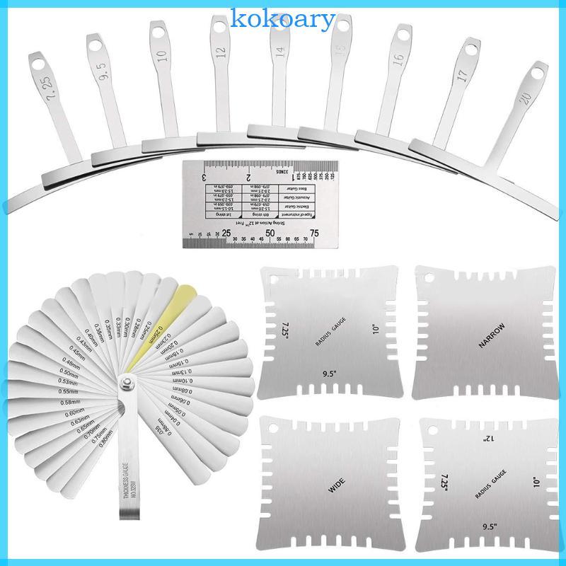 KOK 15 ชิ้น String Action ไม้บรรทัด Gauge Feeler Gauge หยักรัศมีเครื่องวัด Feeler Gauge