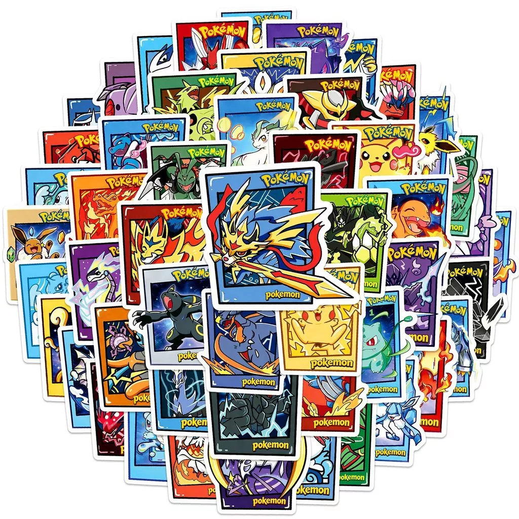 สติ๊กเกอร์สไตล์การ์ดโปเกมอนการ์ตูนน่ารัก 50 ชิ้น - สติ๊กเกอร์กันน้ําสําหรับงานฝีมือ Journal Decor & Doodle thumbnail 3