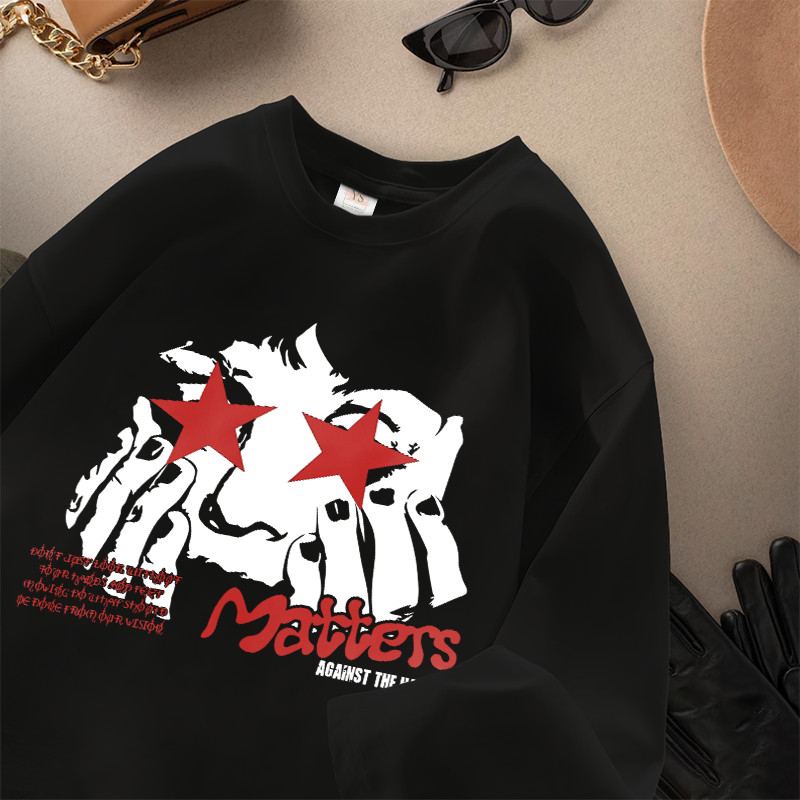 YS Buyer | เสื้อยืดโอเวอร์ไซส์แขน 7/8 Unisex | Matters Against The Habit Aesthetic Design | ชุดประจํ